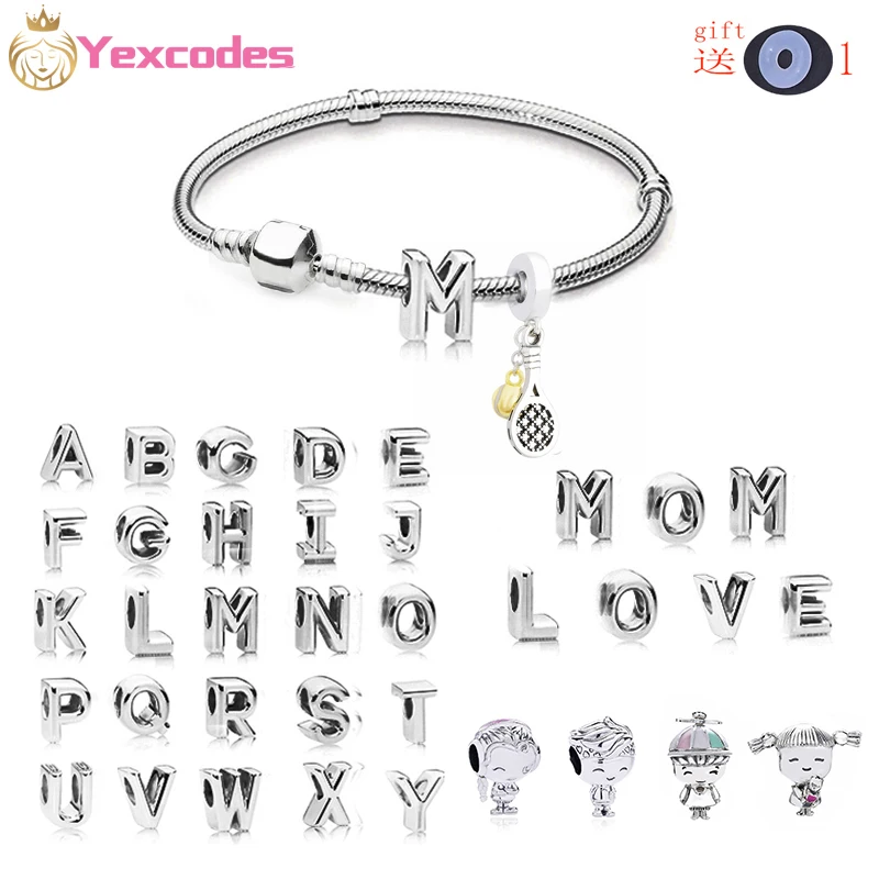 Top Trends: High Quality Brand Snake Bone Chain DIY English Alphabet A-Z Crystal Charm Beads Suitable For Original Brand Bracelet Jewelry Shoppable Styles