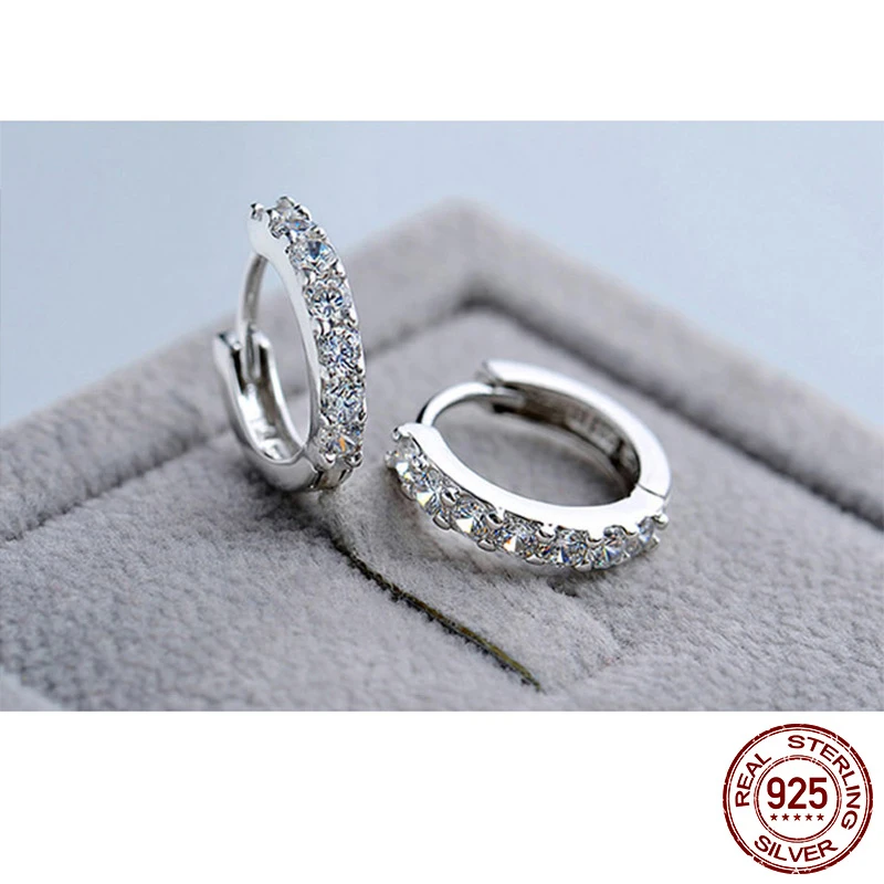 Top Trends: 2020 NEW HOT SALE 100% Real 925 Sterling Silver Crystal Circle Earring For Women Making Jewelry Gift Wedding Party Engagement Shoppable Styles