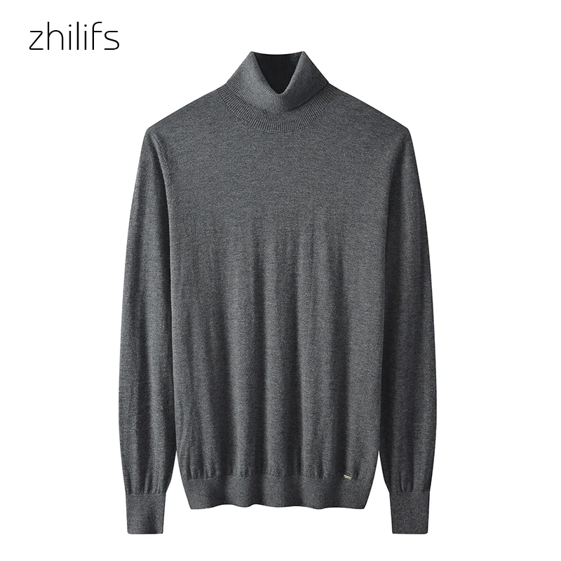 Top Trends: High Quality 2021 Spring And Autumn Sweater Men Turtleneck Long-sleeved Sweaters 16 Needle Superfine Merino Wool Knitted Tees Shoppable Styles