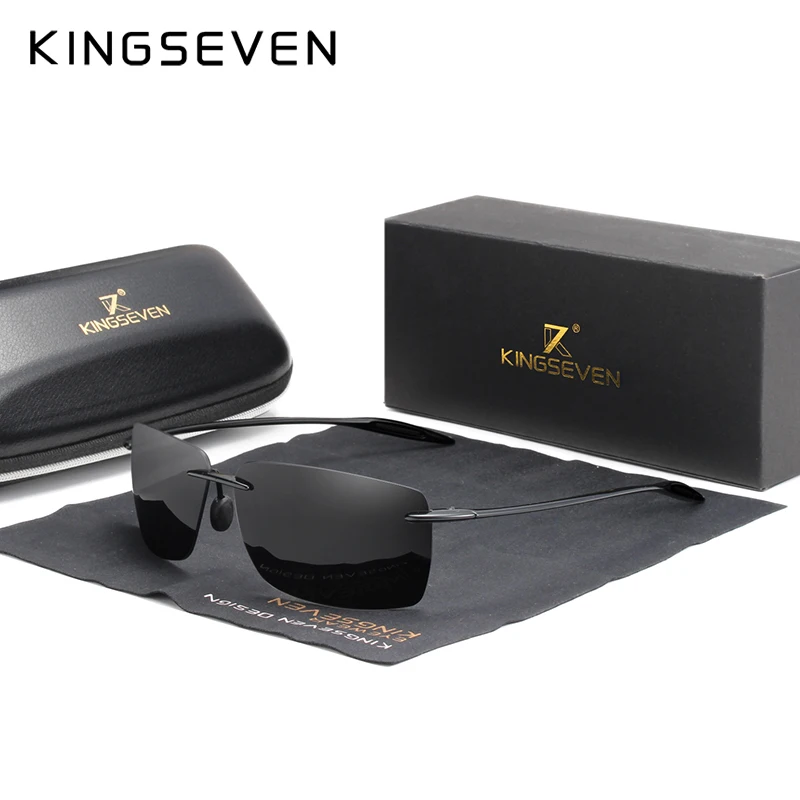 Top Trends: KINGSEVEN TR90 Rimless Sunglasses Men Ultralight High Quality Square Frameless Sun Glasses For Women Brand Designer Mirror Lens Shoppable Styles - Image 2