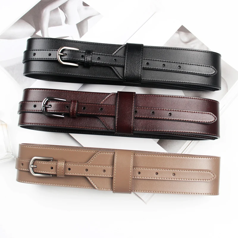 Top Trends: 2020 New Designer Women's Wide Black Brown Genuine Leather Belt Body Harness Belts For Women Luxury Designer Brand Waistband Shoppable Styles - Image 6