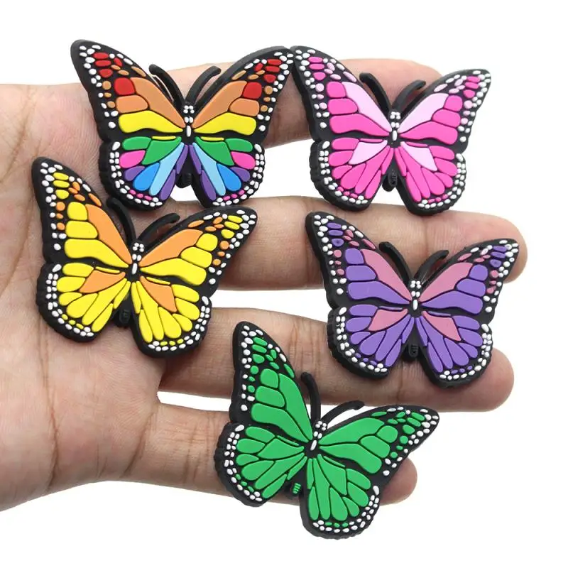 Top Trends: 1PCS High Quality PVC Shoe Charms DIY Color Butterfly Decorations Cute Garden Shoe Accessories Fit For Women’s Clogs Kids Gifts Shoppable Styles