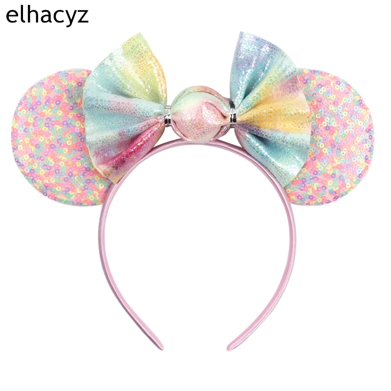 Top Trends: 2024 New Candy Sequin Mouse Ears Hairband For Women Girls Macaroon Bow Headband Kids Birthday Party Gift DIY Hair Accessories Shoppable Styles