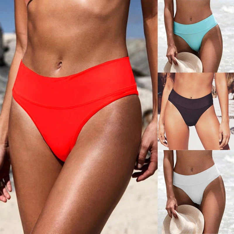 Top Trends: Women's Swimming Trunks Bikini Panties High Waist Swimwear Bottom Solid Color Female Swimsuit Briefs Beachwear Bathing Suits Shoppable Styles