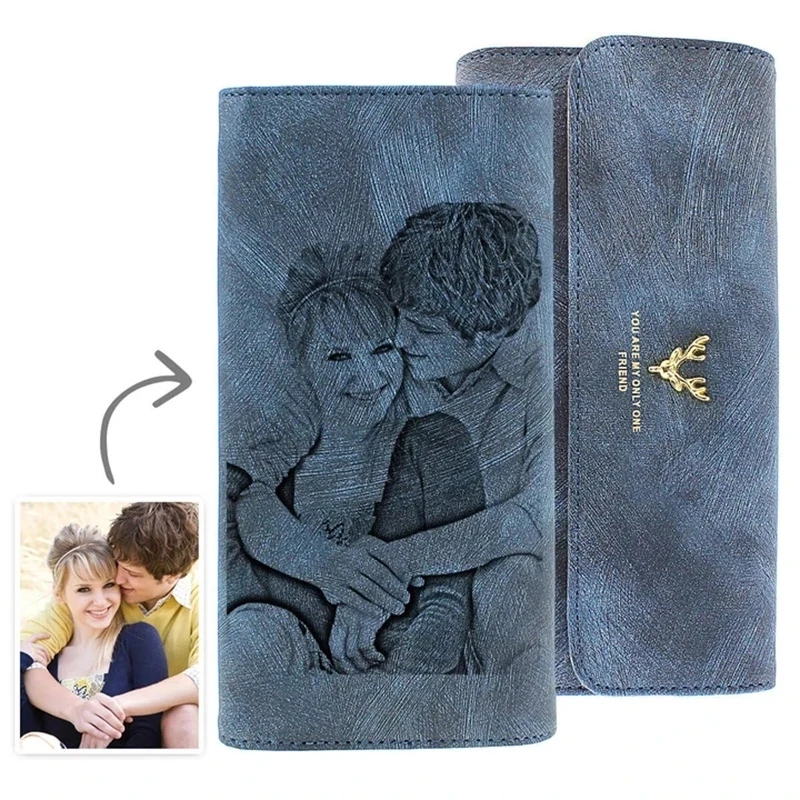 Top Trends: Custom Picture Engraving Wallet Women's Photos Engraved Trifold Photo Wallet Long Section Hand Customize Mother's Day Gift Shoppable Styles