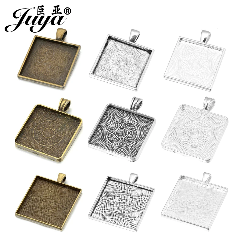 Top Trends: JUYA 10pcs / lot 25 / 30 / 35mm Square Cabochons Bases Settings Charms Pendant Jewelry Making Findings Handmade Crafts Accessories Shoppable Styles