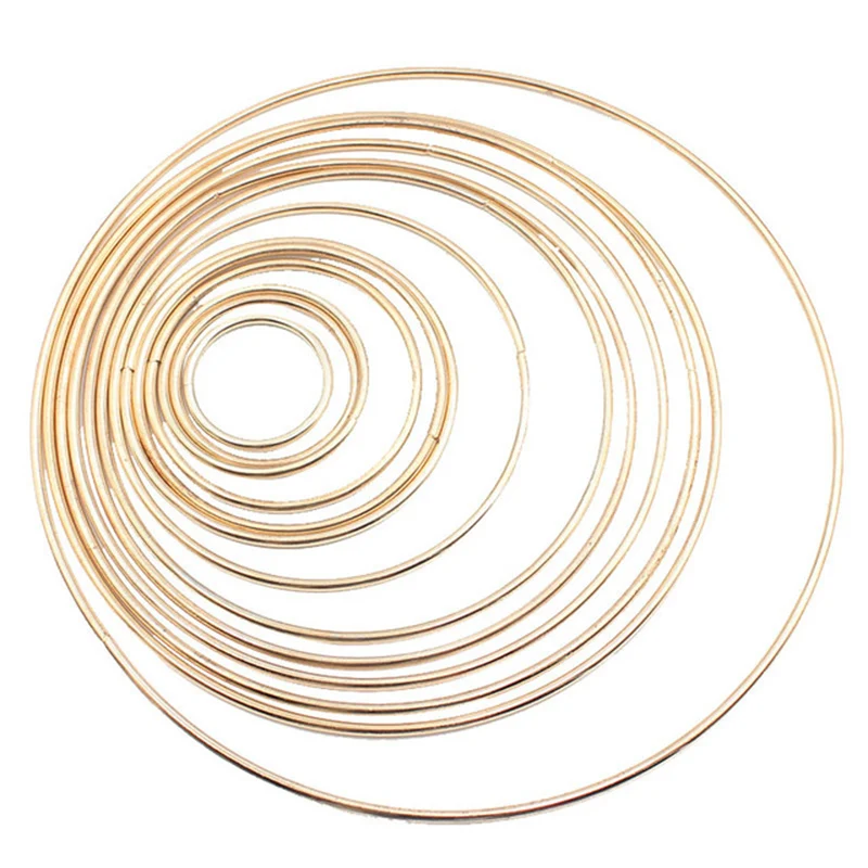 Top Trends: 1pack / lot KC Gold Color Big Dream Catcher Circle Ring Craft 35-190mm Metal Rings For Dream Catchers Hoops Hanging DIY Connectors Shoppable Styles