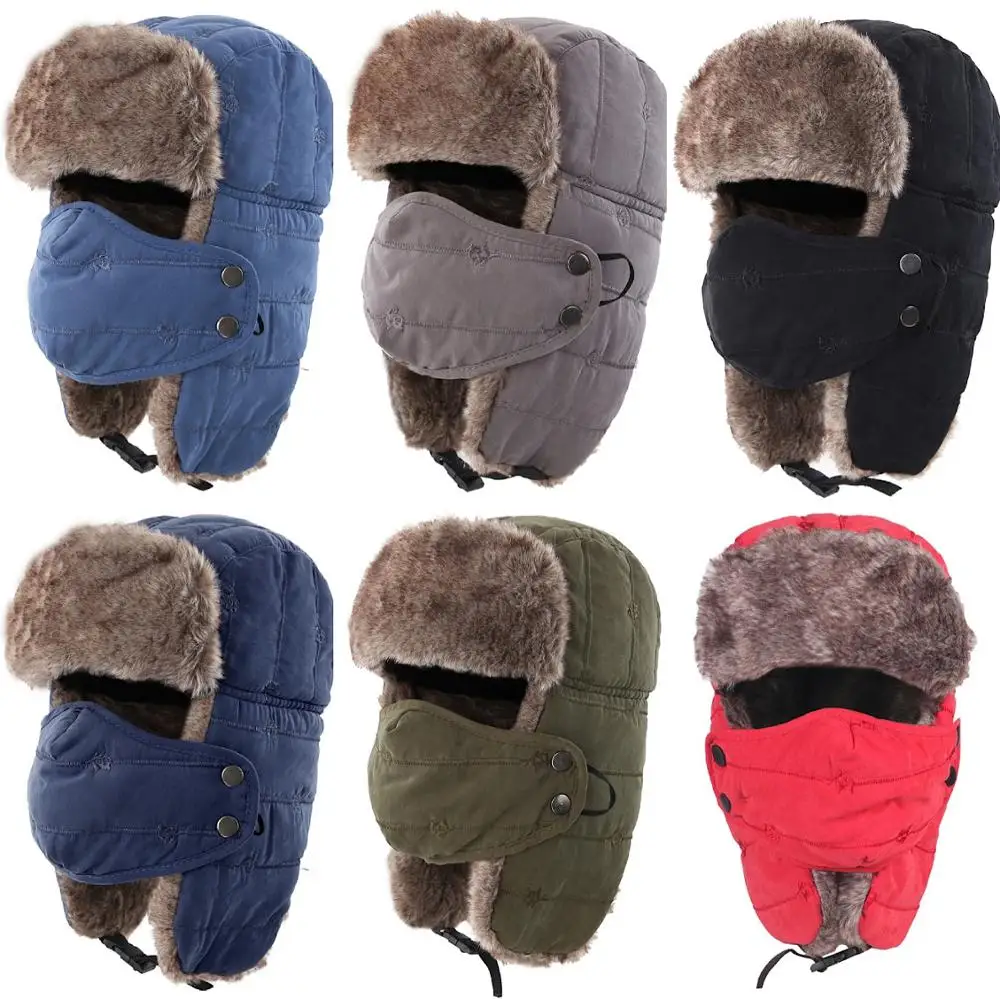 Top Trends: Connectyle Men's Warm Chunky Trapper Hat Removable Windproof Winter Russian Hats With Mask Ushanka Hat Shoppable Styles