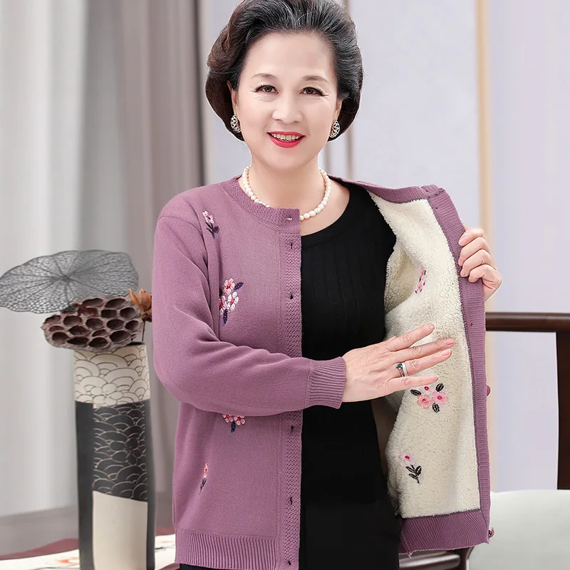 Top Trends: Fdfklak High Quality Cardigans XL-4XL Plus Size Grandma Knitting Sweater New Middle-aged And Old Women Sweater Cardigan Shoppable Styles