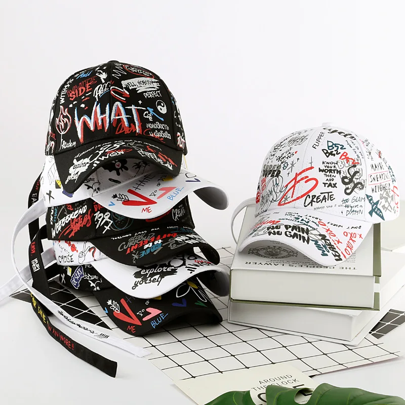 Top Trends: New Fashion Graffiti Printing Baseball Cap Outdoor Cotton Casquatte Hat Men Women Summer Caps Adjustable Letter Cool Gorra Shoppable Styles