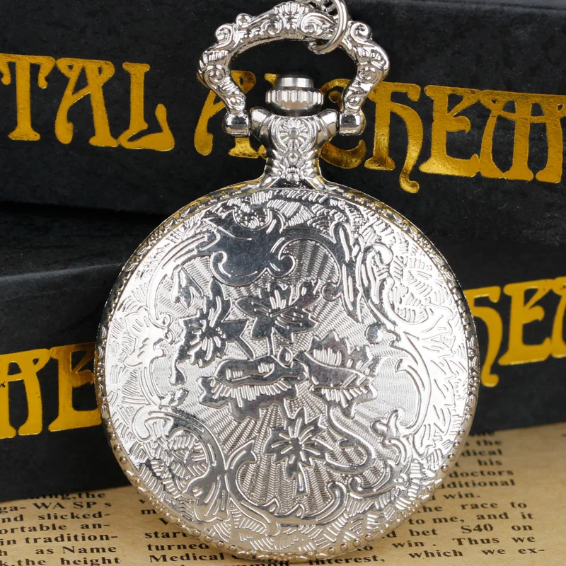 Top Trends: Steampunk Silver Hollow Dad Quartz Pocket Watches Fob Chain Pendant Necklace Men Father Best Gifts Shoppable Styles - Image 5