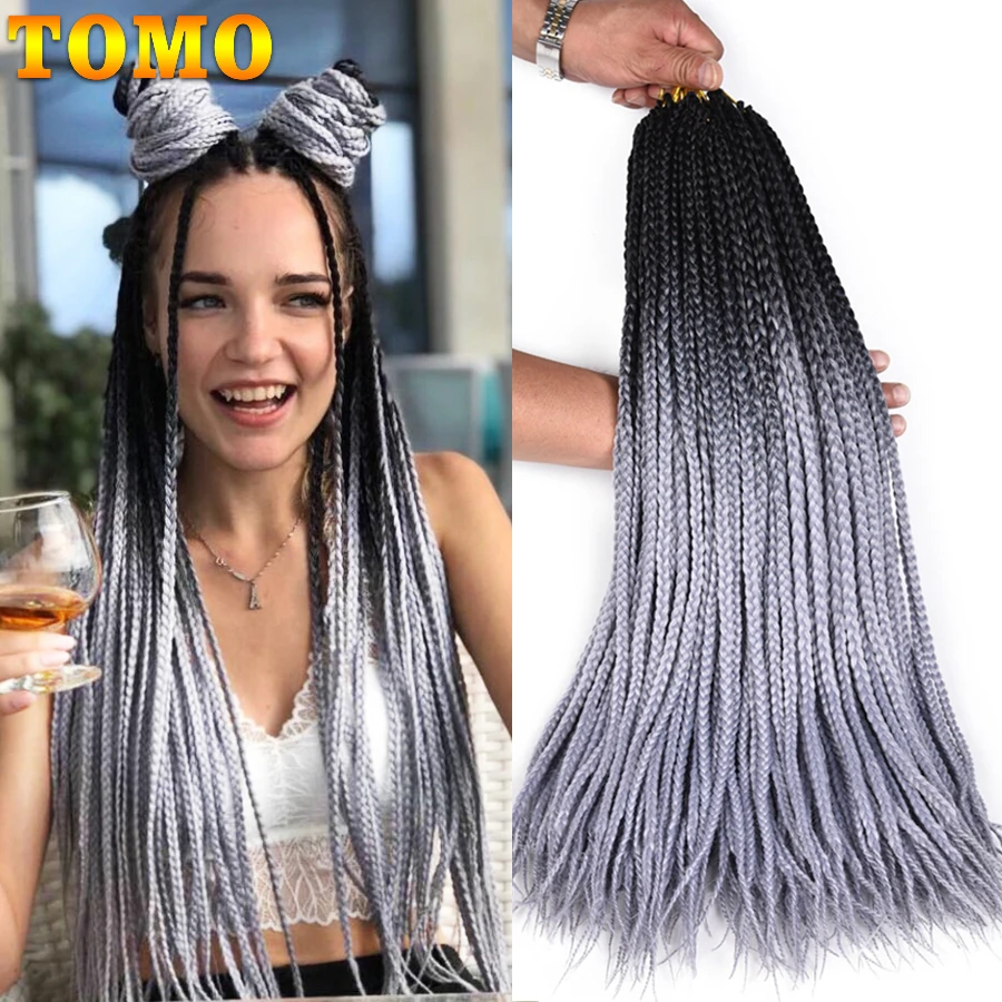 Top Trends: TOMO Box Braids Crochet Hair Long 24 Inch Pre-Looped Crochet Braids For Women Girls Ombre Synthetic Braiding Hair Extensions Shoppable Styles