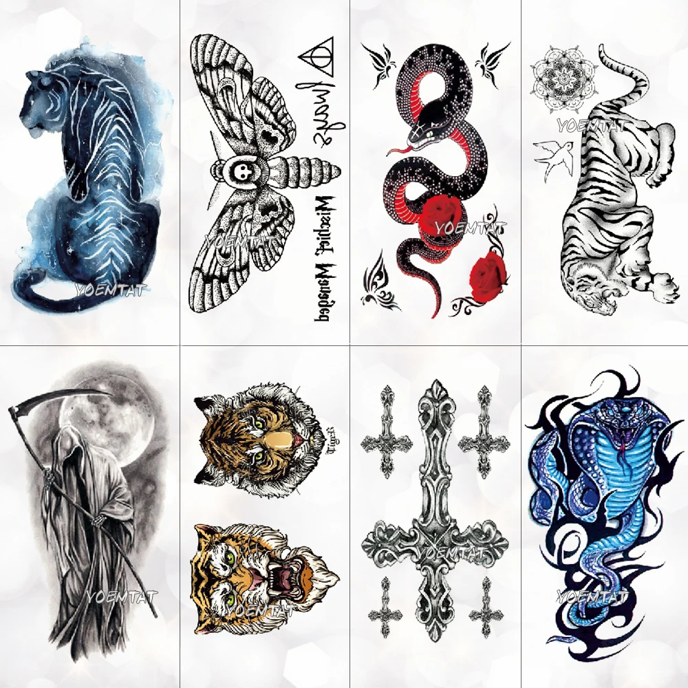 Top Trends: 3D Temporary Tattoo Animal Blue Tiger Snake Moth For Boy Girl Children Tattoo Sticker Kids Watercolor Tatto Arm Art Shoppable Styles