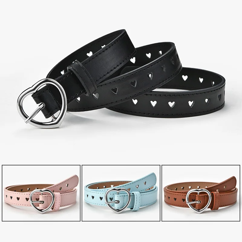 Top Trends: MYMC Belt Hollow Heart Shape Candy Colors Kids For Boy Girl Lady Women PU Leather Adjustable Luxury Designer Metal Buckle Belts Shoppable Styles