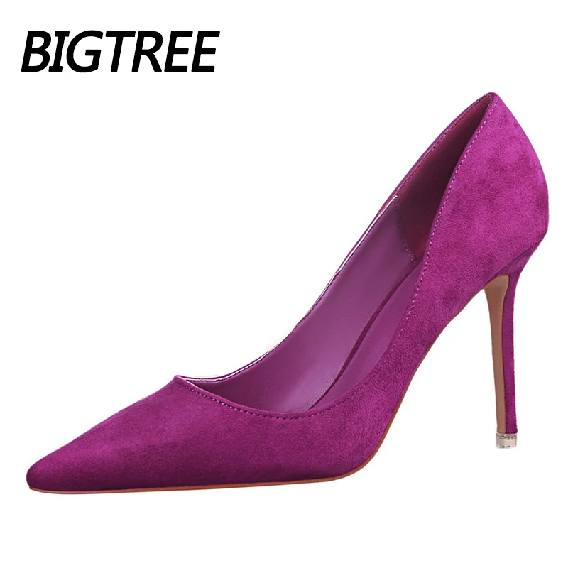 Top Trends: BIGTREE Shoes Woman Pumps Classic Women Shoes Basic Women Heels Flock Shallow Wedding Shoes Sexy Stiletto Plus Size 41 42 43 Shoppable Styles