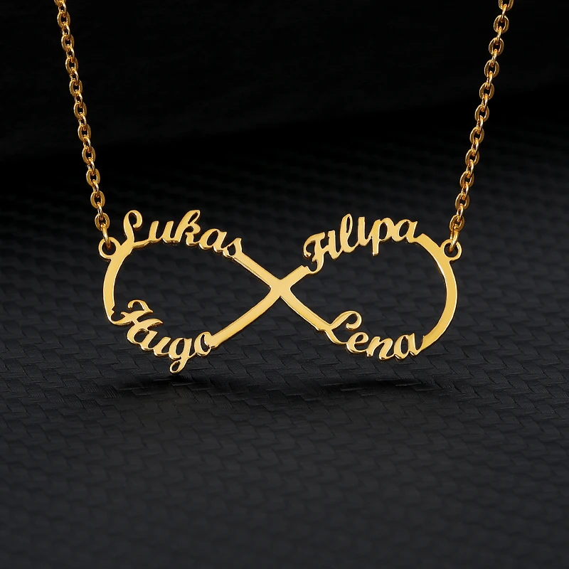 Top Trends: Custom Infinity One Two Three Four Names Necklaces For Women Men Gold Color Stainless Steel Personalized Necklace Jewelry Shoppable Styles