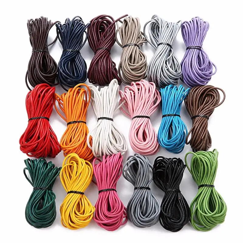 Top Trends: 10meter / lot 2mm 100% Genuine Round Leather Cord Jewelry Cord For Leather Bracelet Thread Rope Necklace Jewelry Making Finding Shoppable Styles