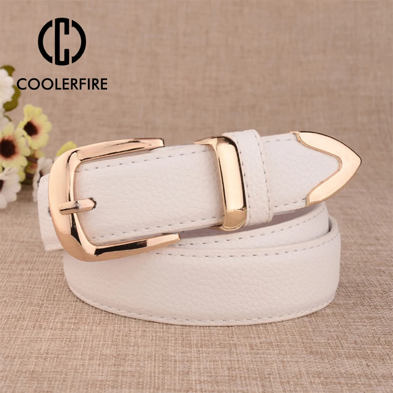 Top Trends: Fashion Women Genuine Leather Belts High Quality Gold Buckle Best Matching Dress Jeans Belts For Lady LB2146 Shoppable Styles