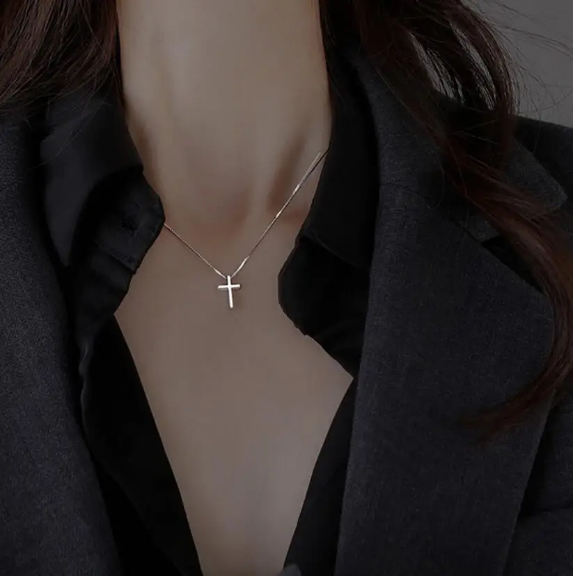 Top Trends: 925 Sterling Silver Female Cross Pendants Dropshipping Smooth Cross Pendant Necklace Jewelry For Women Wedding Gift Shoppable Styles - Image 2