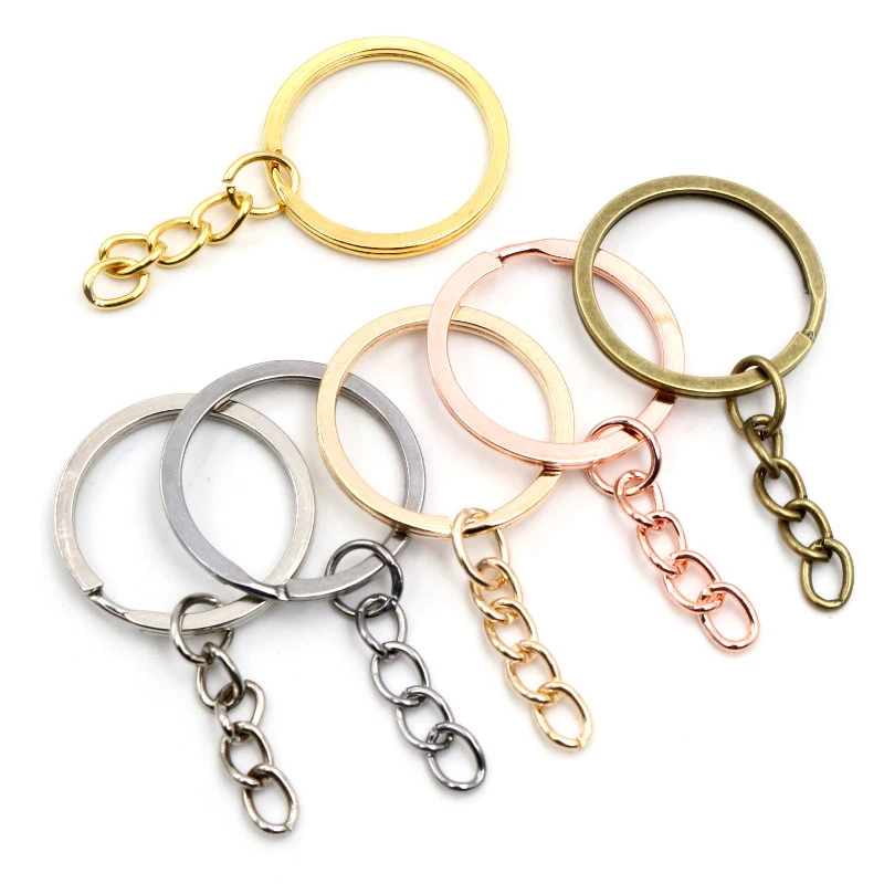 Top Trends: 20 Pcs / lot Key Ring Key Chain 6 Colors Plated 50mm Long Round Split Keychain Keyrings Wholesale Shoppable Styles