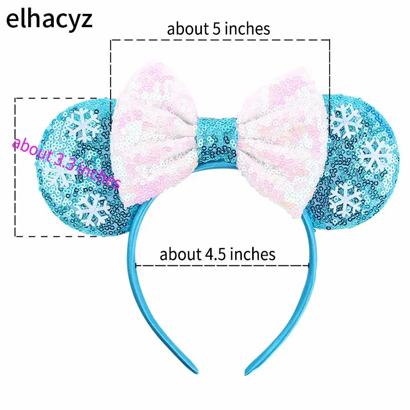 Top Trends: 10Pcs / Lot Wholesale Glitter Snowflake Mouse Ears Headband Festival Hairband Girl Princess Head Wear Women Party Hair Accessories Shoppable Styles - Image 2