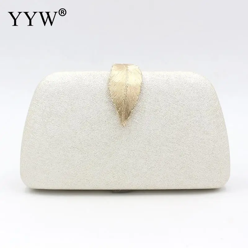 Top Trends: White Satin Clutch Bags With Metal Leaf Buckle Party Bags For Women 2021 Fashion Ladies Handbag Party Purse For Bridal Cluthes Shoppable Styles