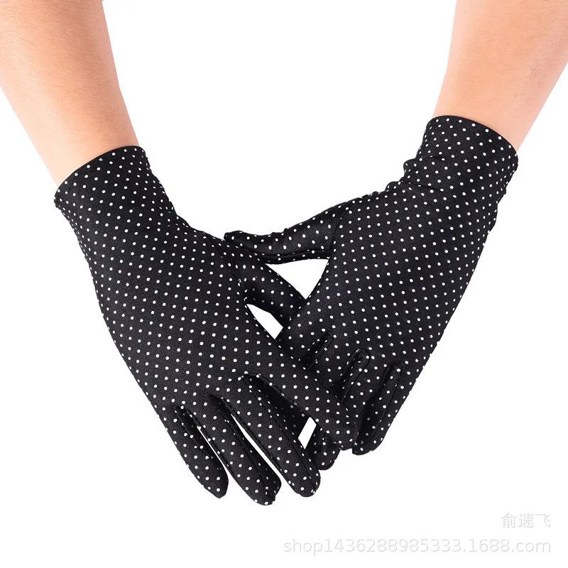 Top Trends: Spring And Summer Ladies Spandex Gloves High Elastic Polka Dot Thin Gloves Sun Protection Etiquette Fashion Short Thin Gloves Shoppable Styles