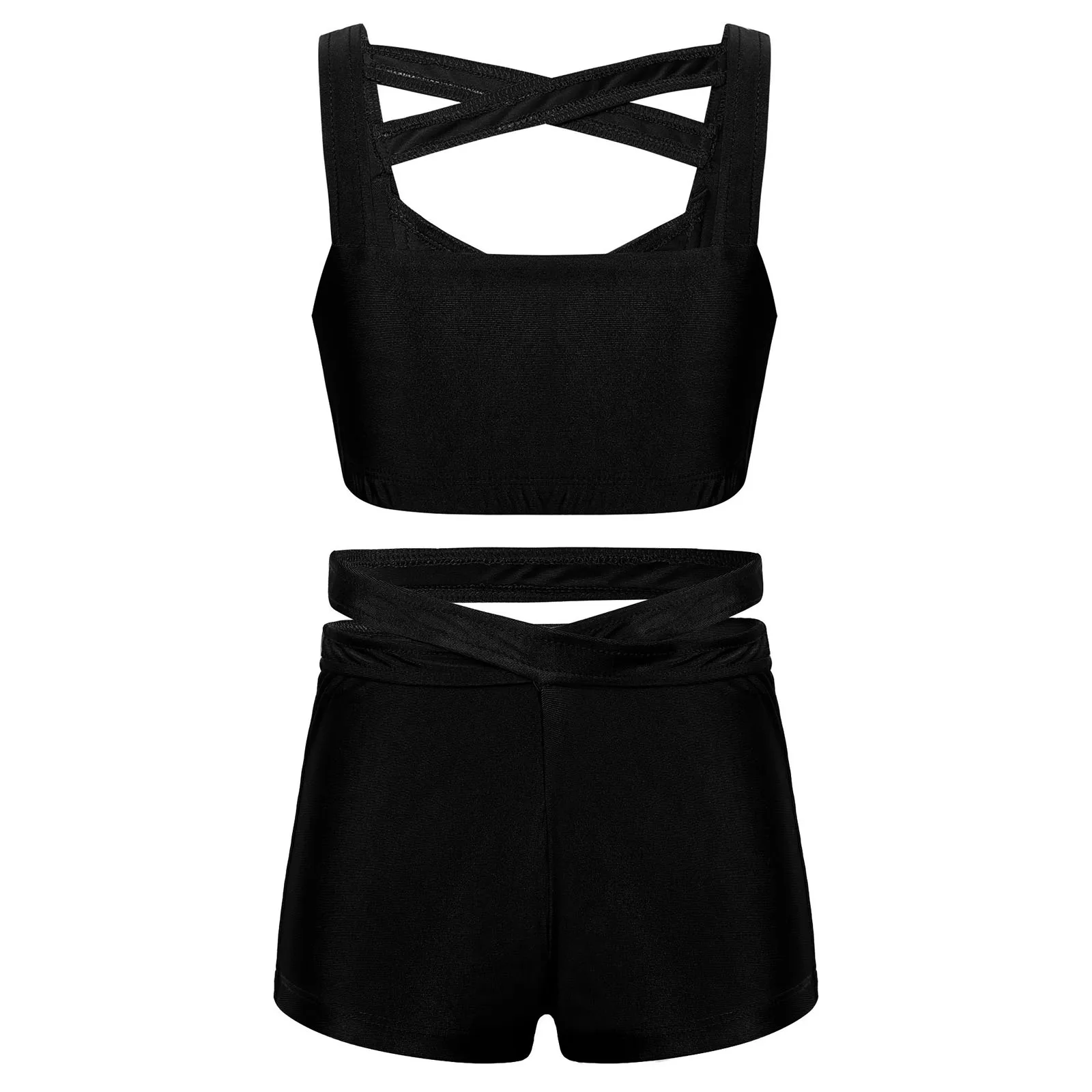 Top Trends: Kids Girls Sport Outfits Solid Color Bra Tops+ Shorts Activewear Suit For Teenage Boys Girls Dance Workout Yoga Gym Clothing Suit Shoppable Styles