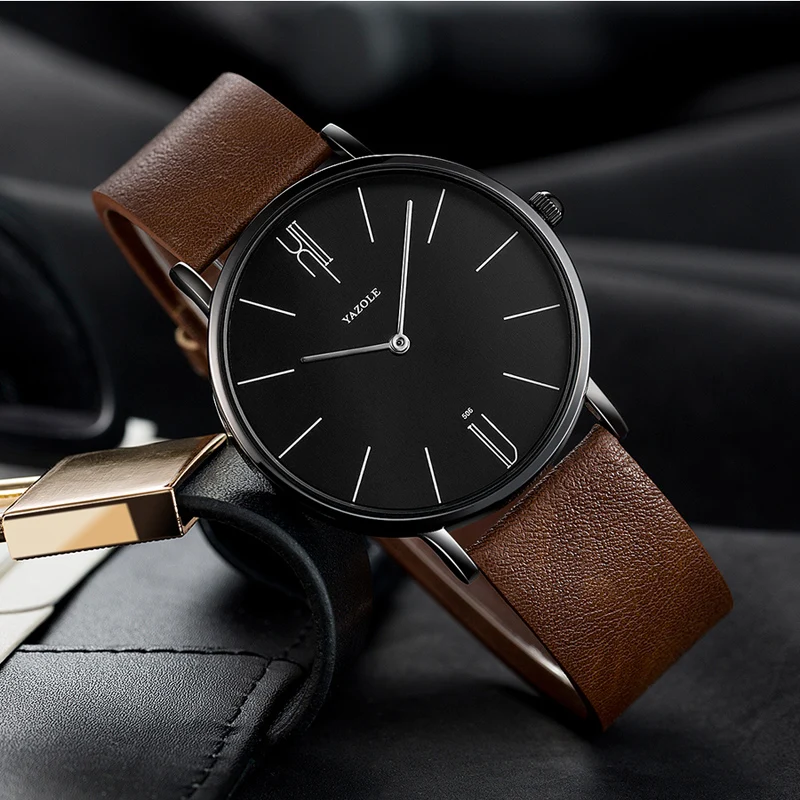 Top Trends: Simple Men's Watches Genuin Leather Bussiness Quartz Men Watch Waterproof Black White Dail Quartz Watch For Men Drop Shipping Shoppable Styles - Image 3