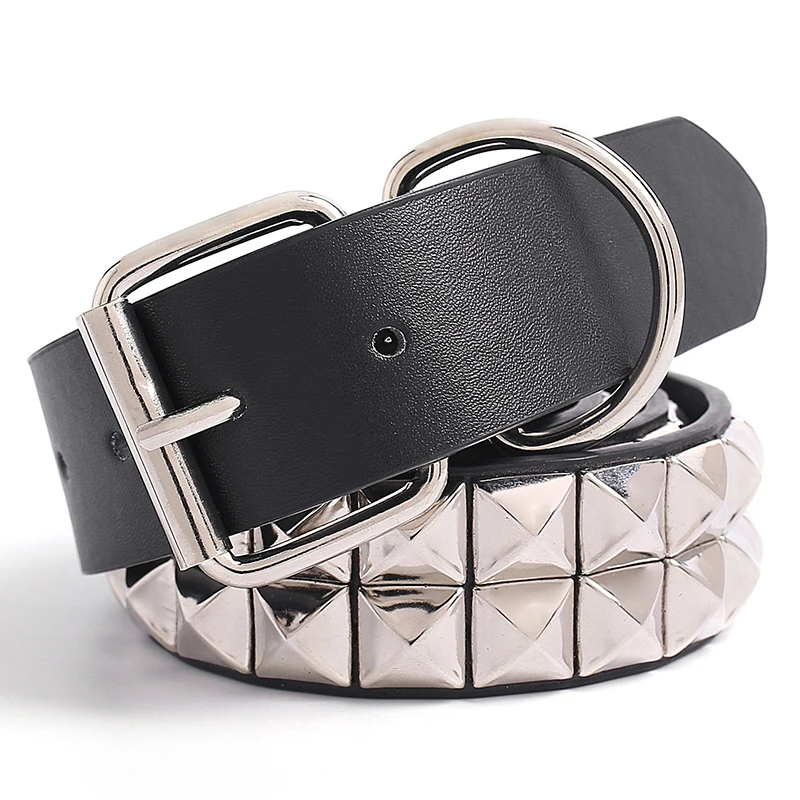 Top Trends: Black Fashion Rivet Belt Men&Women's Studded Belt Punk With Pin Buckle Black Fashion Rhinestone Rivet Shoppable Styles