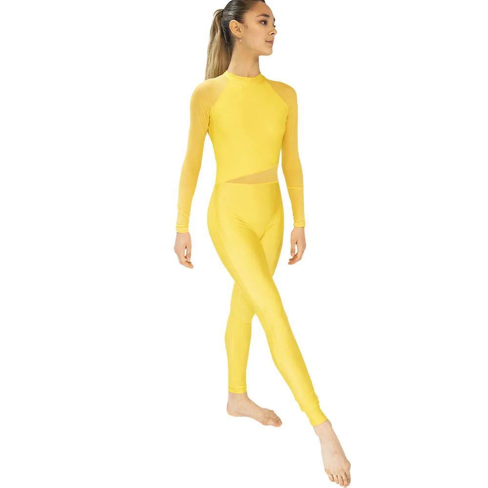 Top Trends: Yellow Nylonlycra Mesh Long Sleeves Turtleneck Dance Unitards Gymanstics Long Bodysuit Children Adult Sizes 13 Colors Shoppable Styles