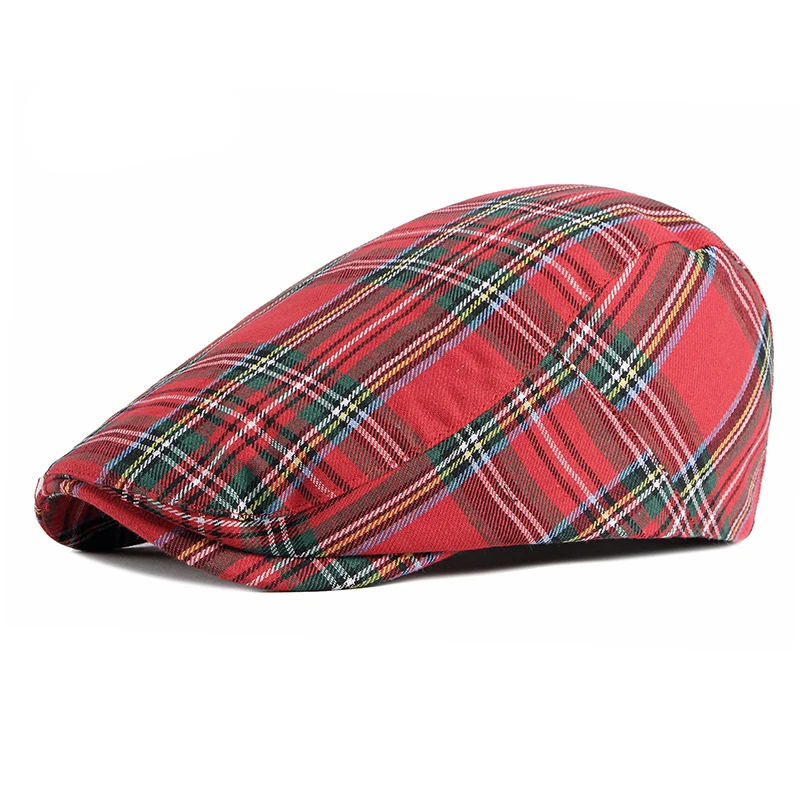 Top Trends: Fashion Fine Stripe Lattice Berets Hat Women Men Spring Summer Plaid Visors Red Green Blue Duckbill Herringbone Flat Cap Shoppable Styles