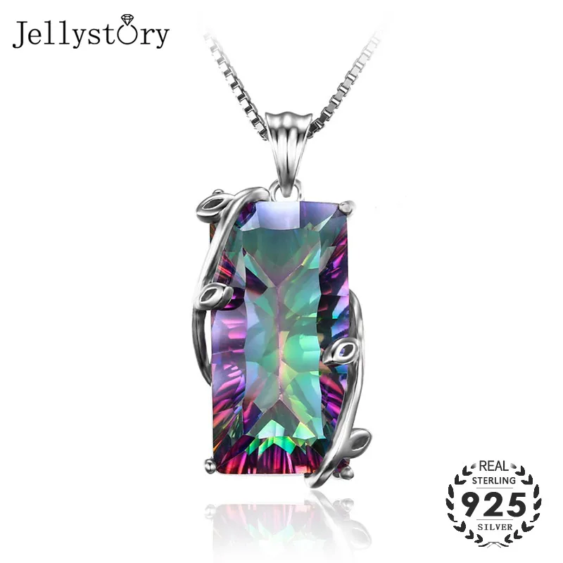 Top Trends: Jellystory Silver 925 Jewelry Necklace With Rectangle Topaz Gemstones Pendants For Women Wedding Engagement Party Gift Wholesale Shoppable Styles