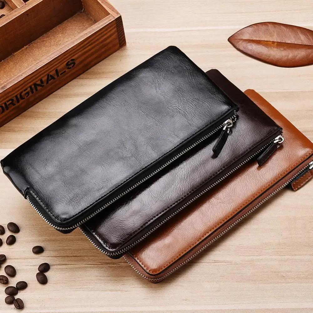 Top Trends: Deabolar Men Practical Solid Color Artificial Leather Long Wallet Card Mobile Phone Holder Portable Credit Card Bag Thin Wallet Shoppable Styles