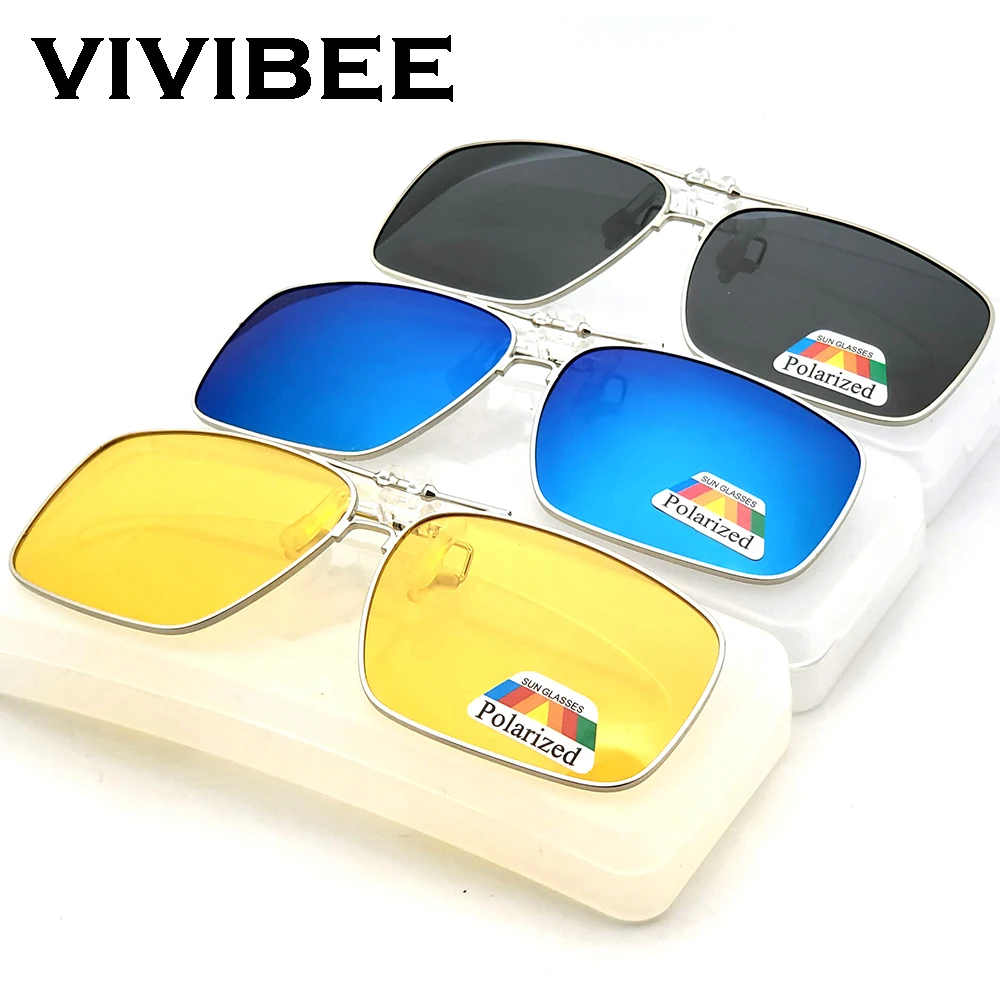 Top Trends: VIVIBEE Mens Metal Clip On Sunglasses For Myopia Eyeglasses Polarized UV400 Women Square Night Vision Driving Sun Glasses Shoppable Styles