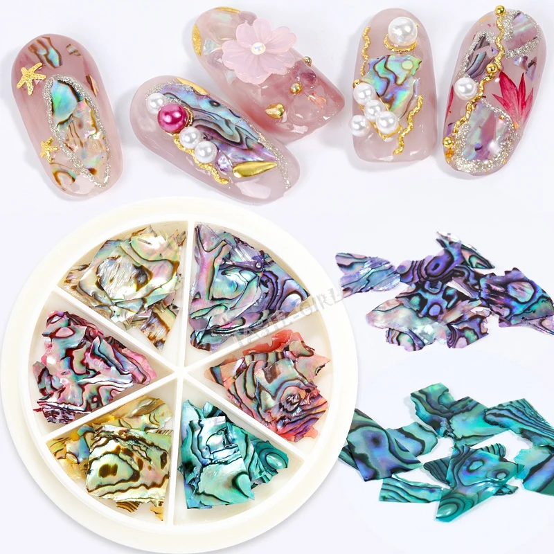 Top Trends: 6 Colors / Wheel 3D Color-changing Abalone Natural Sea Shell Fragments Texture Nail Art Sequins Decoration Slice DIY Manicure AB Shoppable Styles