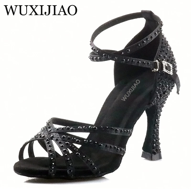 Top Trends: WUXIJIAO Pearl Rhinestone Latin Dance Shoes Women Ballroom Professional Dancing Shoes Soft Soles Party / Weeding Shoes High Heels Shoppable Styles