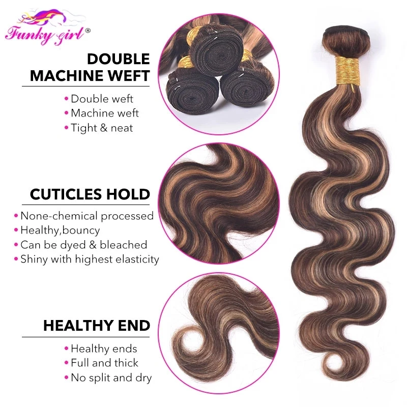 Top Trends: Highlight Body Wave Bundles P4 / 27 Blonde Brown Bundles Peruvian Hair Weave Bundles Ombre Human Hair Bundles Remy Hair Extensions Shoppable Styles - Image 5