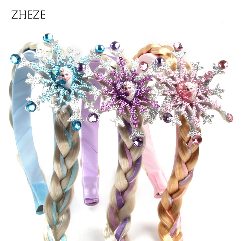 Top Trends: Frozen Series Elsa Headband For Girls Snow Wig Braid Rhinestones Crown Hairband Birthday Party Princess DIY Hair Accessories Shoppable Styles