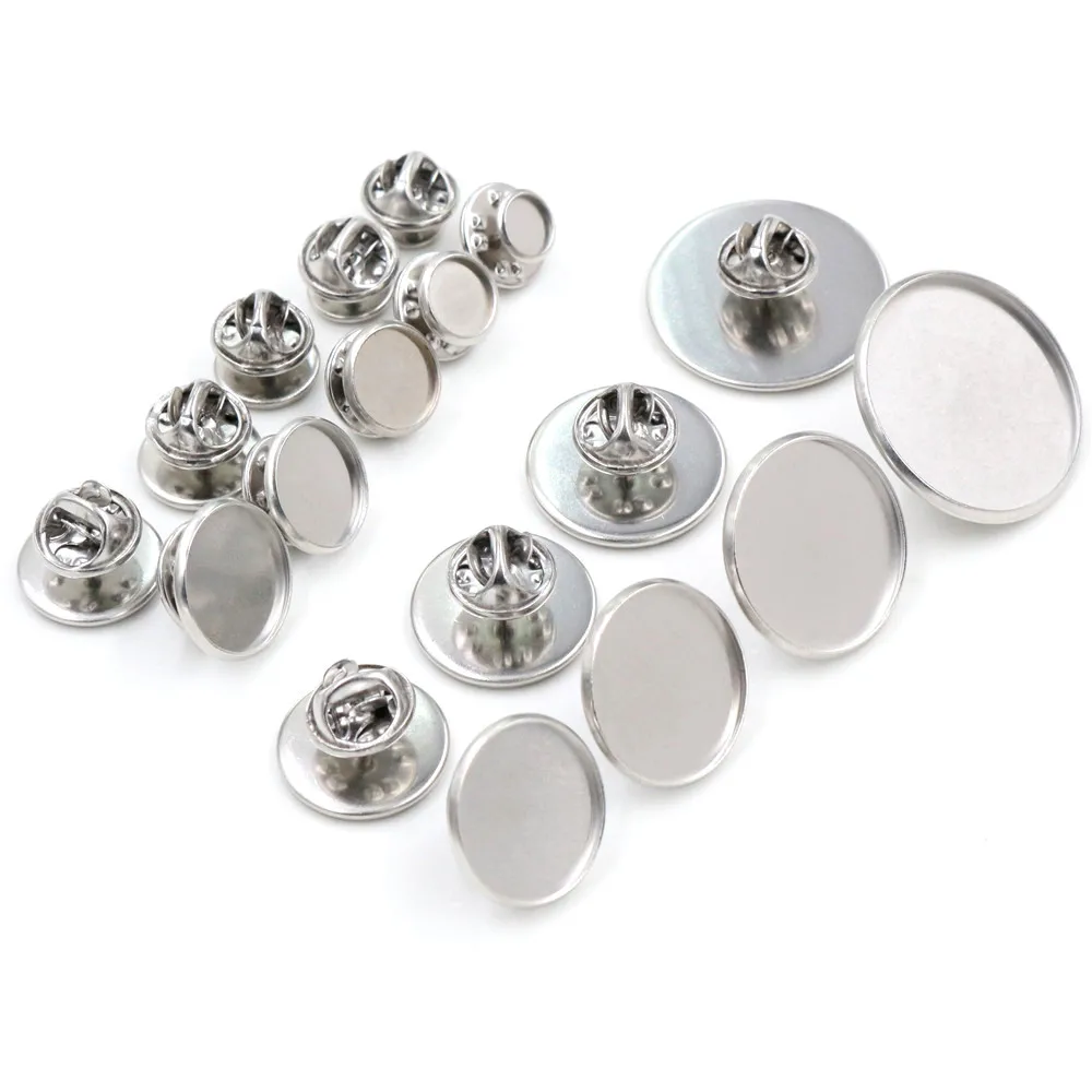 Top Trends: 10pcs / Lot 6 / 8 / 10 / 12 / 14 / 16 / 18 / 20 / 25mm Stainless Steel Material Brooch Style Cabochon Base Cufflink Spacer Settings Tie Tack Pins Shoppable Styles