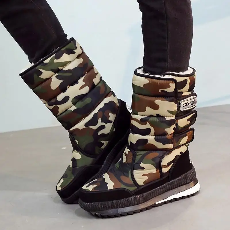 Top Trends: Hot Men Boots Winter Keep Warm Quality Mid-Calf Snow Boots Ladies Lace-up Comfortable Waterproof Booties Chaussures Camouflage Shoppable Styles - Image 5