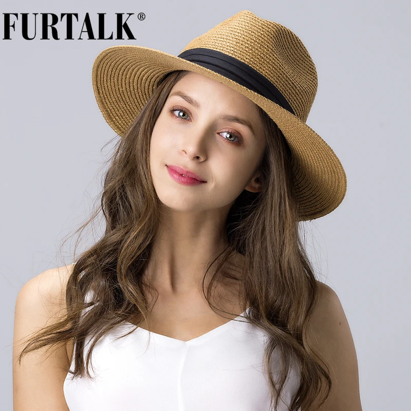 Top Trends: FURTALK Summer Hat For Women Men Panama Straw Hats Travel Beach Sun Hat Wide Brim Fedora Jazz Hat Shoppable Styles