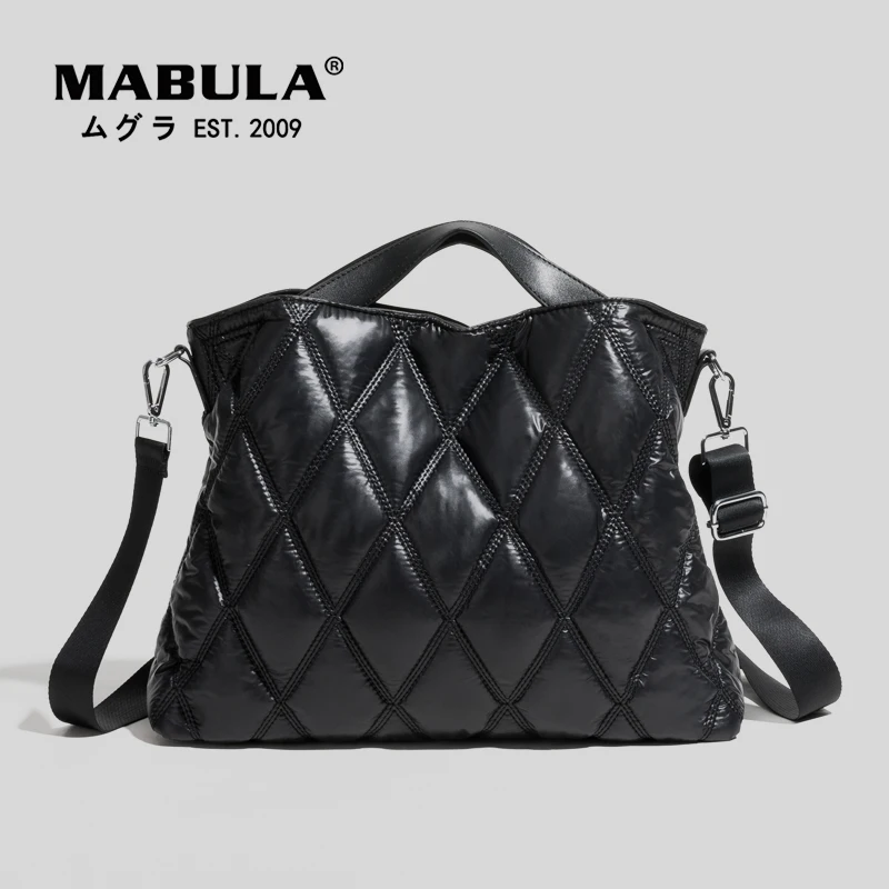 Top Trends: MABULA Women Quilted Winter Down Padded Nylon Shoulder Bag Female Large Capacity Tote Handbags Fashion 2021 New Satchels Shoppable Styles