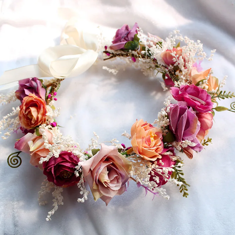 Top Trends: Bride Bridesmaid Simulation Flower Garland Dried Flower Headband Wedding Hair Accessories For Bride Shoppable Styles