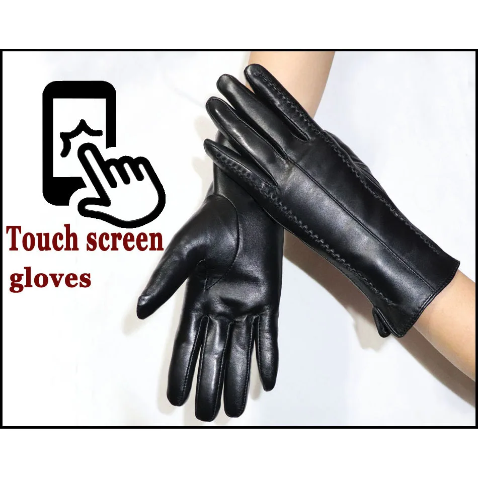 Top Trends: Genuine Sheepskin Gloves Women's Winter Warm Thickened Thin Touch Screen Leather Gloves Outdoor Riding High-end Fashion New 2023 Shoppable Styles - Image 5