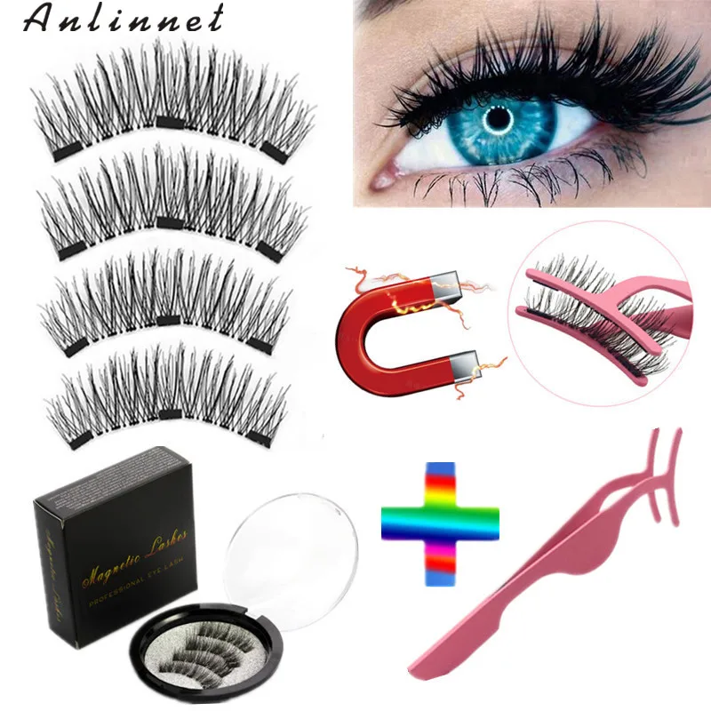 Top Trends: 2 Pairs 4 Pieces 3 Magnet False Eyelashes Natural Magnetic Eyelashes 3D False Eyelashes Makeup Eyelash Tools Wholesale Shoppable Styles