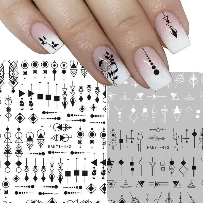 Top Trends: 1pcs Black White 3D Nail Sticker Decals Cool English Letter Nail Art Decoration DIY Manicure Design Christmas And New Year Gift Shoppable Styles