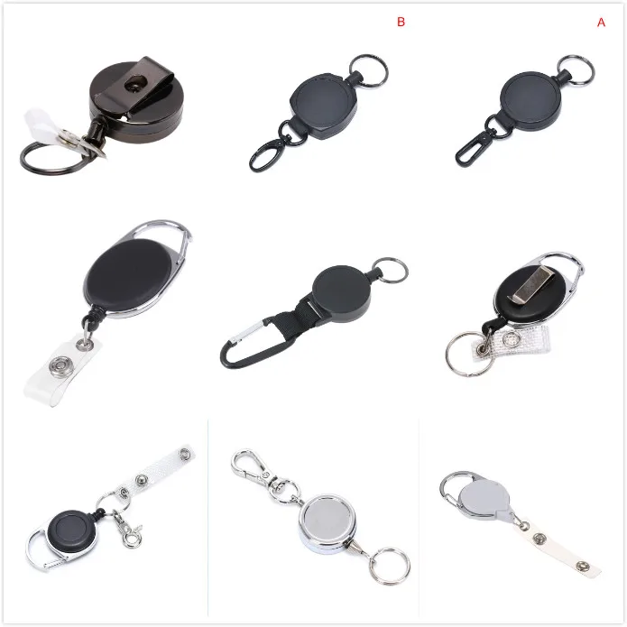 Top Trends: 15Styles Key Ring Clip Retractable Pull Key Ring Chain Reel Extendable Belt Reel ID Lanyard Name Tag Card Badge Holder Shoppable Styles