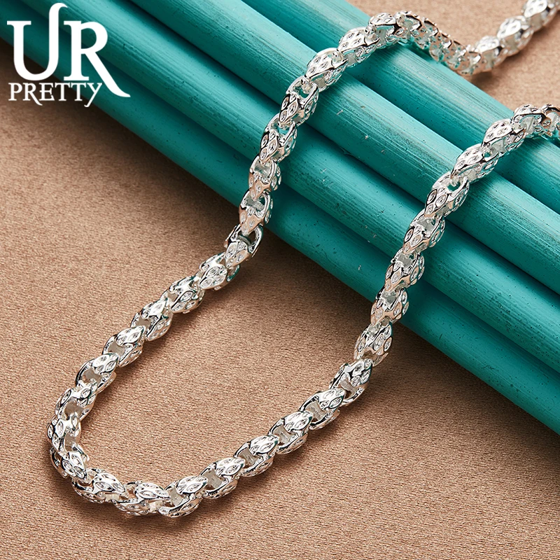 Top Trends: URPRETTY 925 Sterling Silver Beaded Necklace 20 / 24 Inch Chain For Woman Men Wedding Engagement Party Jewelry Shoppable Styles - Image 2