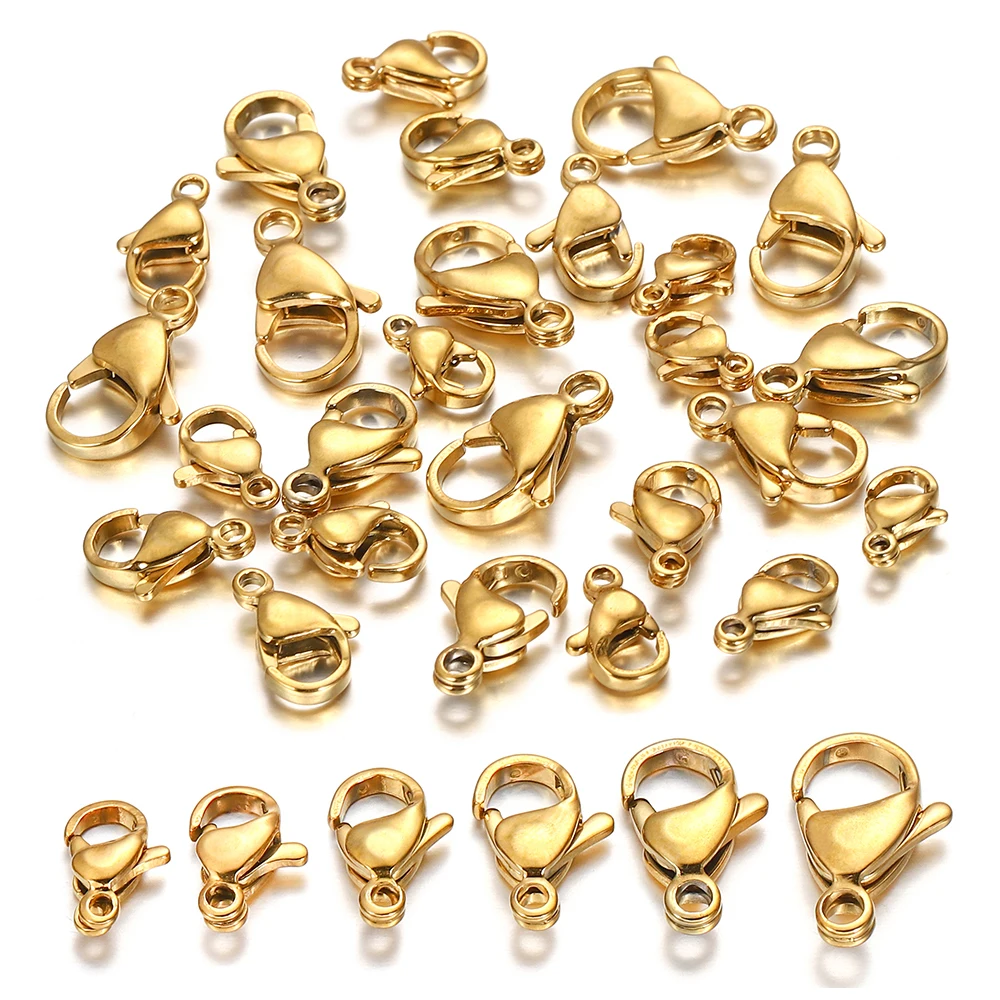 Top Trends: 10-30Pcs Stainless Steel Gold Plated Lobster Clasp Claw Clasps For Bracelet Necklace Chain Diy Jewelry Making Findings Supplies Shoppable Styles